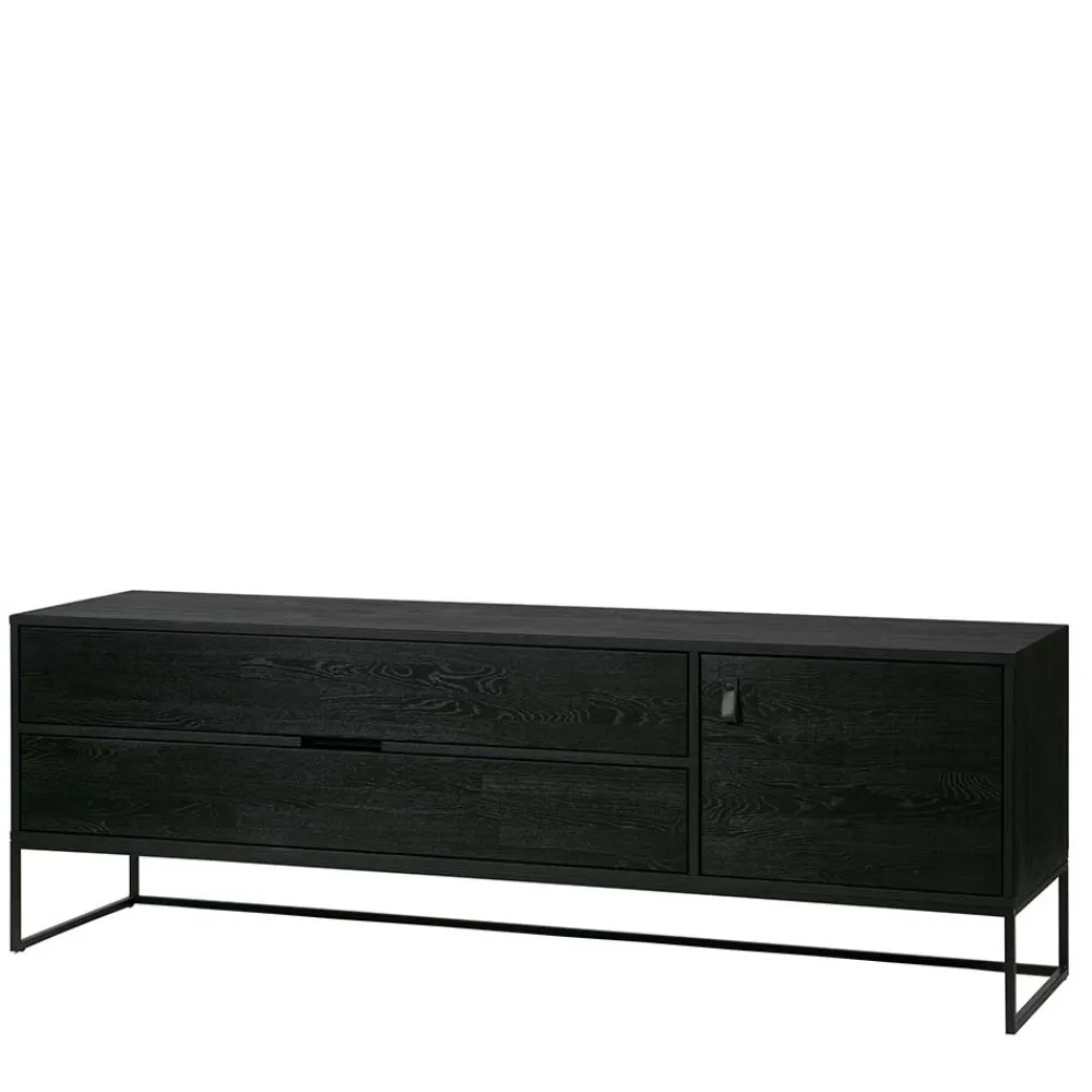 Wohnen Schwarzer TV Unterschrank mit zwei Schubladen - Almery