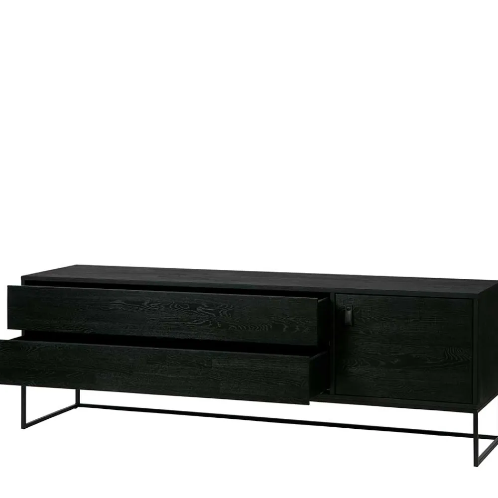 Wohnen Schwarzer TV Unterschrank mit zwei Schubladen - Almery