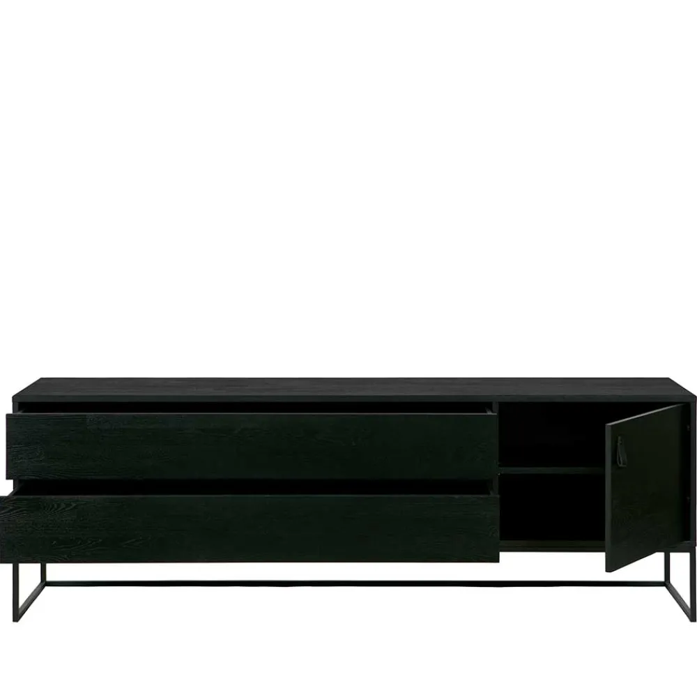 Wohnen Schwarzer TV Unterschrank mit zwei Schubladen - Almery