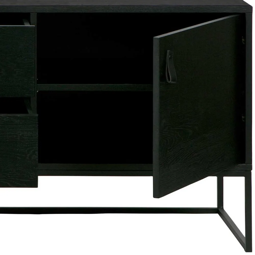 Wohnen Schwarzer TV Unterschrank mit zwei Schubladen - Almery