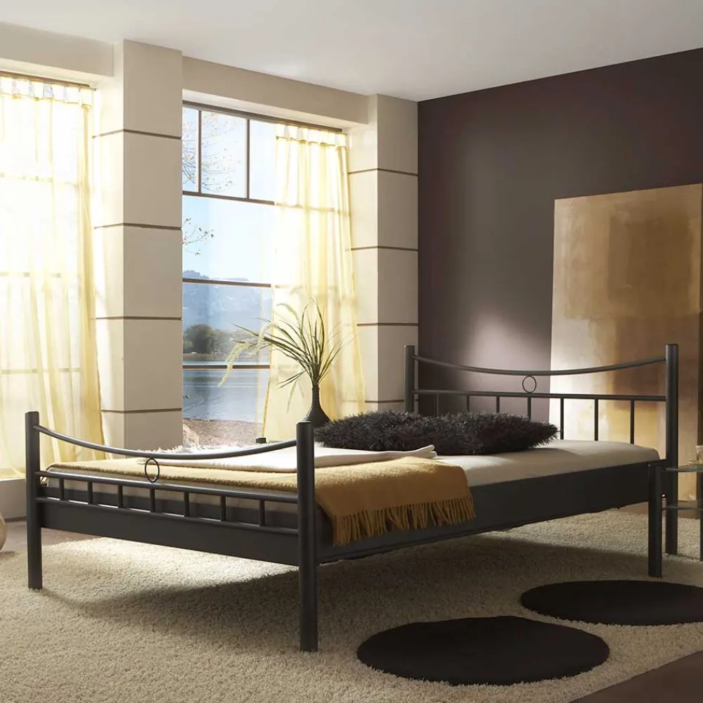 Wohnen Schwarzes Bett Molisea aus Metall