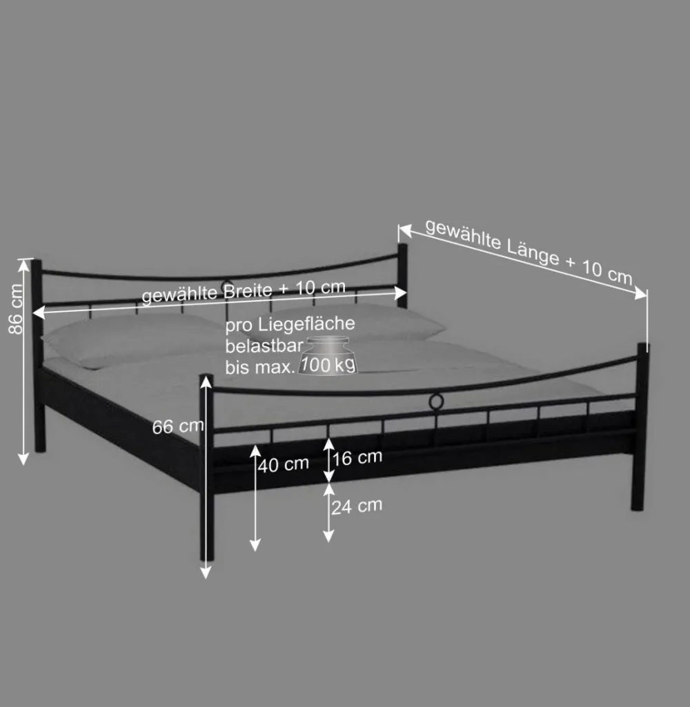 Wohnen Schwarzes Bett Molisea aus Metall