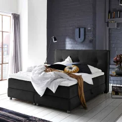 Wohnen Schwarzes Boxspringbett mit Bettkasten - Luya