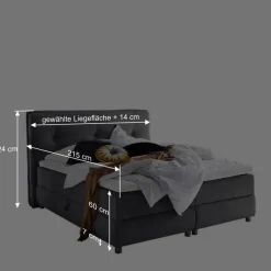 Wohnen Schwarzes Boxspringbett mit Bettkasten - Luya