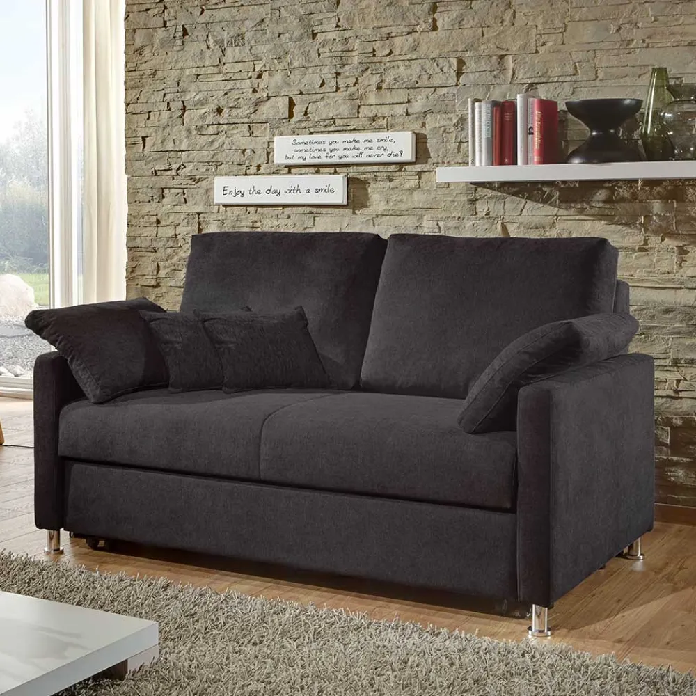 Wohnen Sofas|Sofa*Schwarzes 2er Sofa mit Schlaffunktion - Laromain