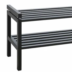 Wohnen Schwarzes Schuhregal aus Eiche Massivholz - Geskan