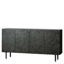 Wohnen Sideboards*Schwarzes Sideboard mit Schnitzereien Front - Eiken