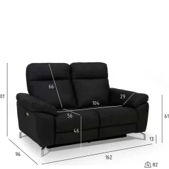 Wohnen Sofas|Sofa*Schwarzes Zweier Sofa mit Relaxfunktion - Salma