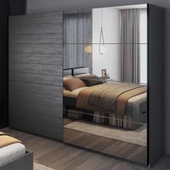 Wohnen Kleiderschränke|Kleiderschränke*Schwebetüren-Kleiderschrank in Eiche Grau - Carika