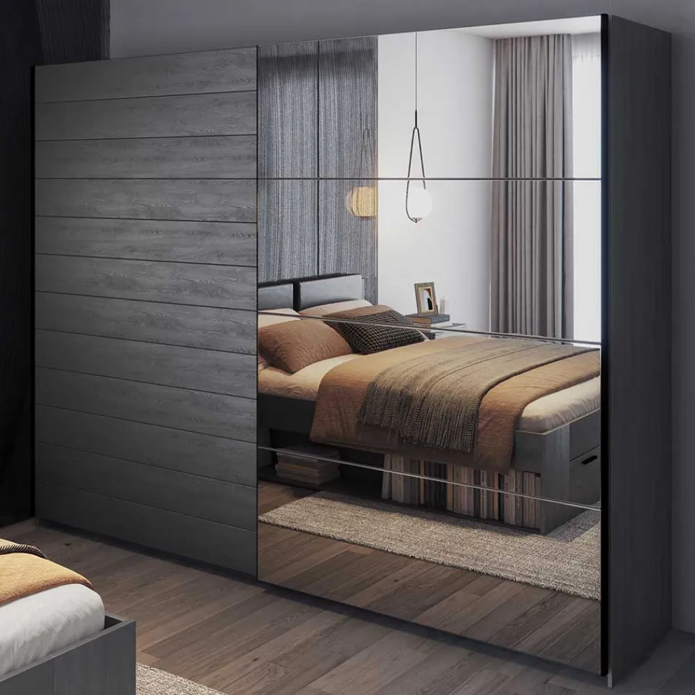 Wohnen Kleiderschränke|Kleiderschränke*Schwebetüren-Kleiderschrank in Eiche Grau - Carika
