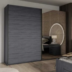 Wohnen Kleiderschränke|Kleiderschränke*Schwebetüren-Kleiderschrank in Eiche Grau - Carika