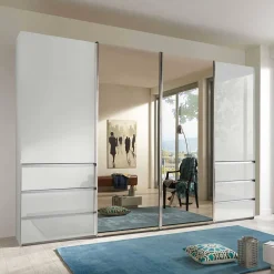 Wohnen Kleiderschränke|Kleiderschränke*Schwebetürenkleiderschrank mit Spiegel - Oksena