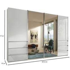 Wohnen Kleiderschränke|Kleiderschränke*Schwebetürenkleiderschrank mit Spiegel - Oksena