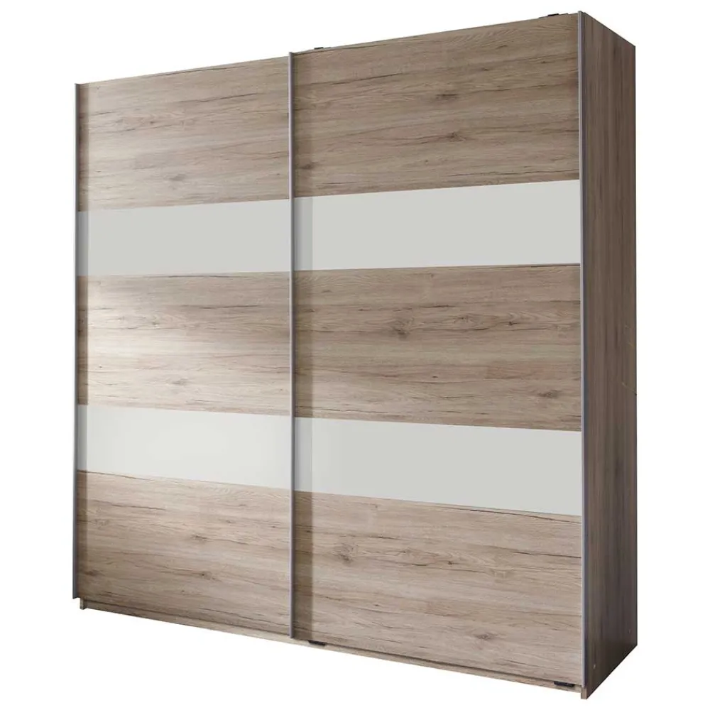 Wohnen Jugendzimmerschränke*Schwebetürenschrank in Eiche San Remo & Weiß - Binokaranka