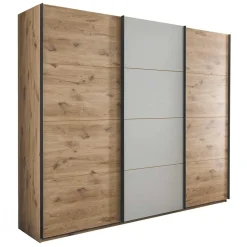 Wohnen Schwebetürenschrank in Grau und Wildeiche Hell - Simple