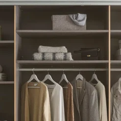 Wohnen Schwebetürenschrank in Grau und Wildeiche Hell - Simple