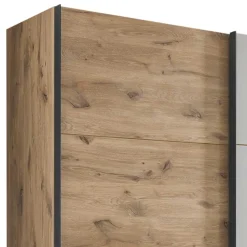 Wohnen Schwebetürenschrank in Grau und Wildeiche Hell - Simple