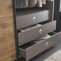 Wohnen Schwebetürenschrank in Grau und Wildeiche Hell - Simple