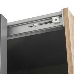 Wohnen Schwebetürenschrank in Grau und Wildeiche Hell - Simple
