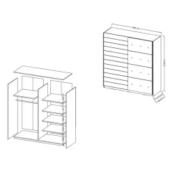 Wohnen Jugendzimmerschränke*Schwebetürenschrank in Holzoptik Eiche Dunkel - Ceusenia