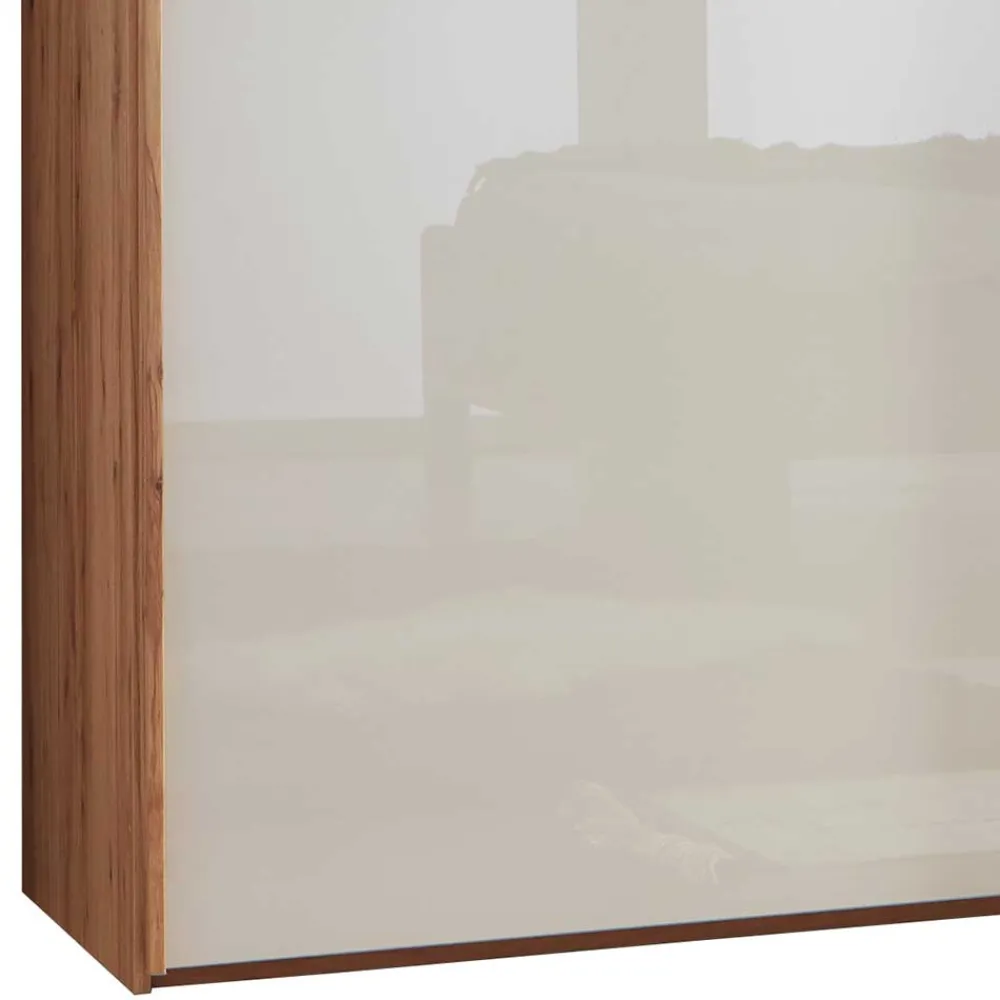 Wohnen Massivholzmöbel|Kleiderschränke*Schwebetürenschrank in Kernbuche & Beige - Krofun