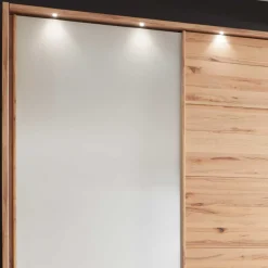 Wohnen Massivholzmöbel|Kleiderschränke*Schwebetürenschrank in Kernbuche & Beige - Krofun