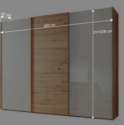 Wohnen Massivholzmöbel|Kleiderschränke*Schwebetürenschrank in Kernbuche & Beige - Krofun