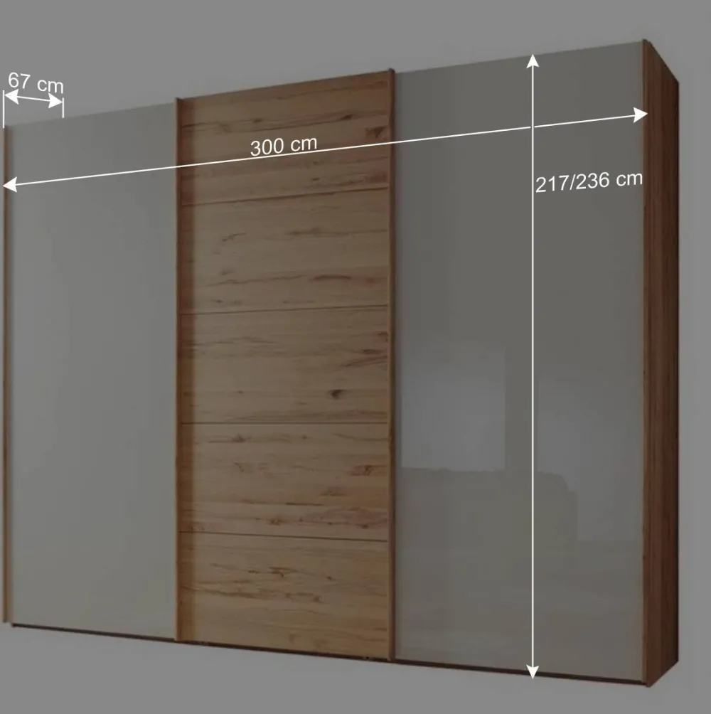 Wohnen Massivholzmöbel|Kleiderschränke*Schwebetürenschrank in Kernbuche & Beige - Krofun
