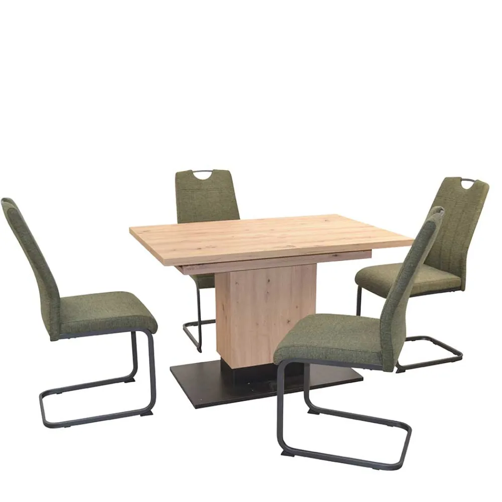 Wohnen Jugend-Sitzgruppen|Sitzgruppe*Schwingstühle & Säulentisch ausziehbar - Leggera (fünfteilig)