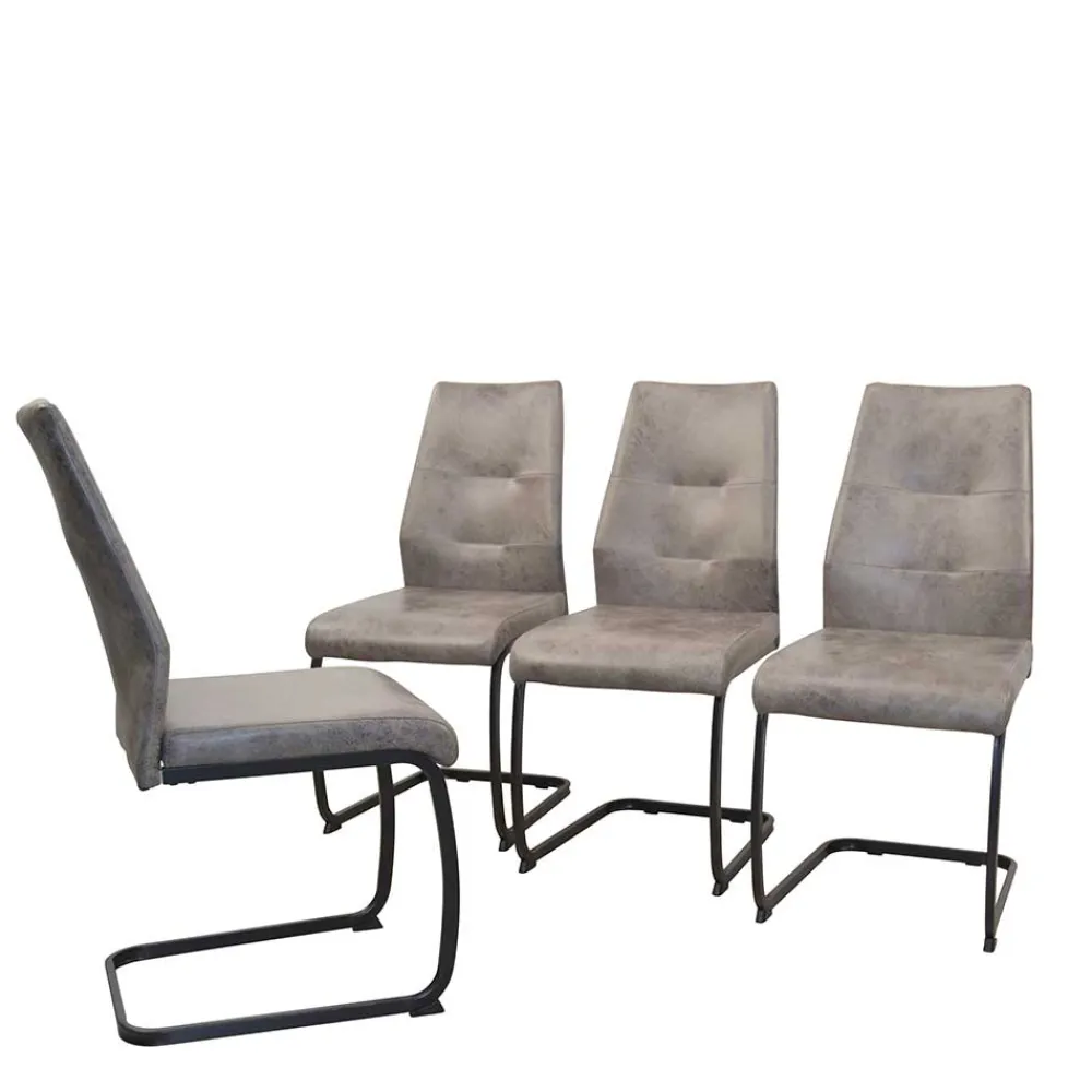 Wohnen Schwarze Möbel|Graue Möbel*Schwingstühle in Grau & Schwarz - Medeos (4er Set)