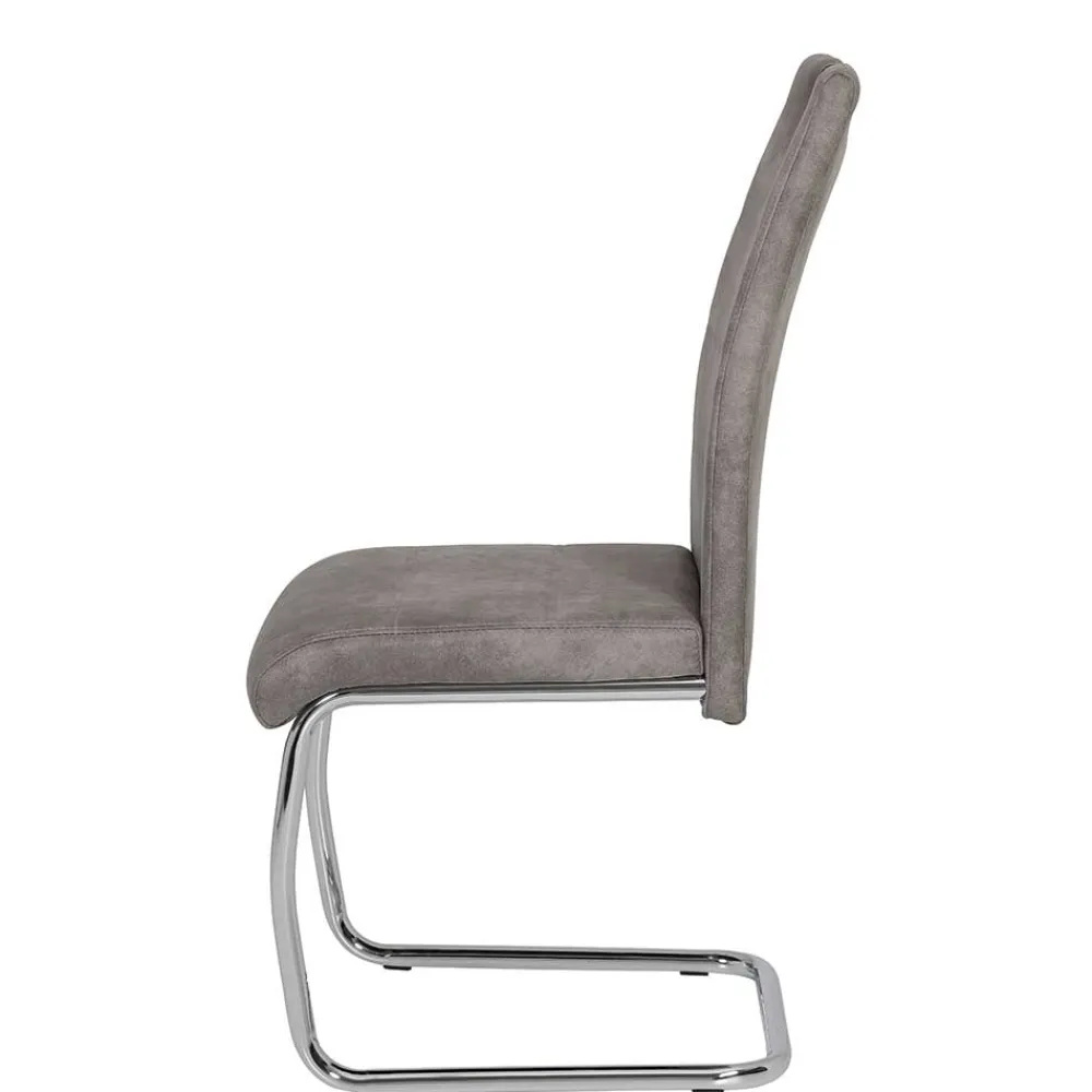 Wohnen Küchenstühle|Esszimmerstühle*Schwingstuhl aus Microfaser Grau - Kirana (Set)