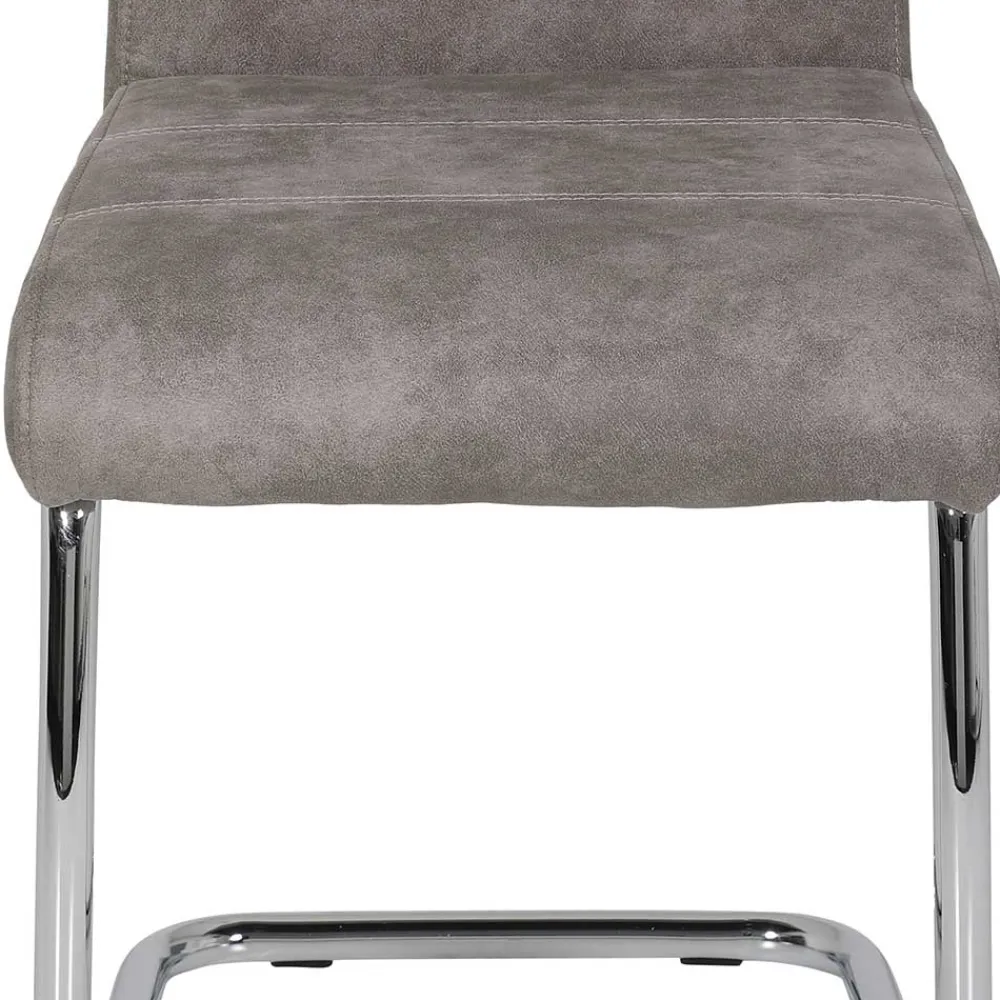 Wohnen Küchenstühle|Esszimmerstühle*Schwingstuhl aus Microfaser Grau - Kirana (Set)