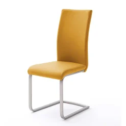 Wohnen Schwingstuhl in Curry Gelb Kunstleder Ericova mit Edelstahl Gestell (4er Set)