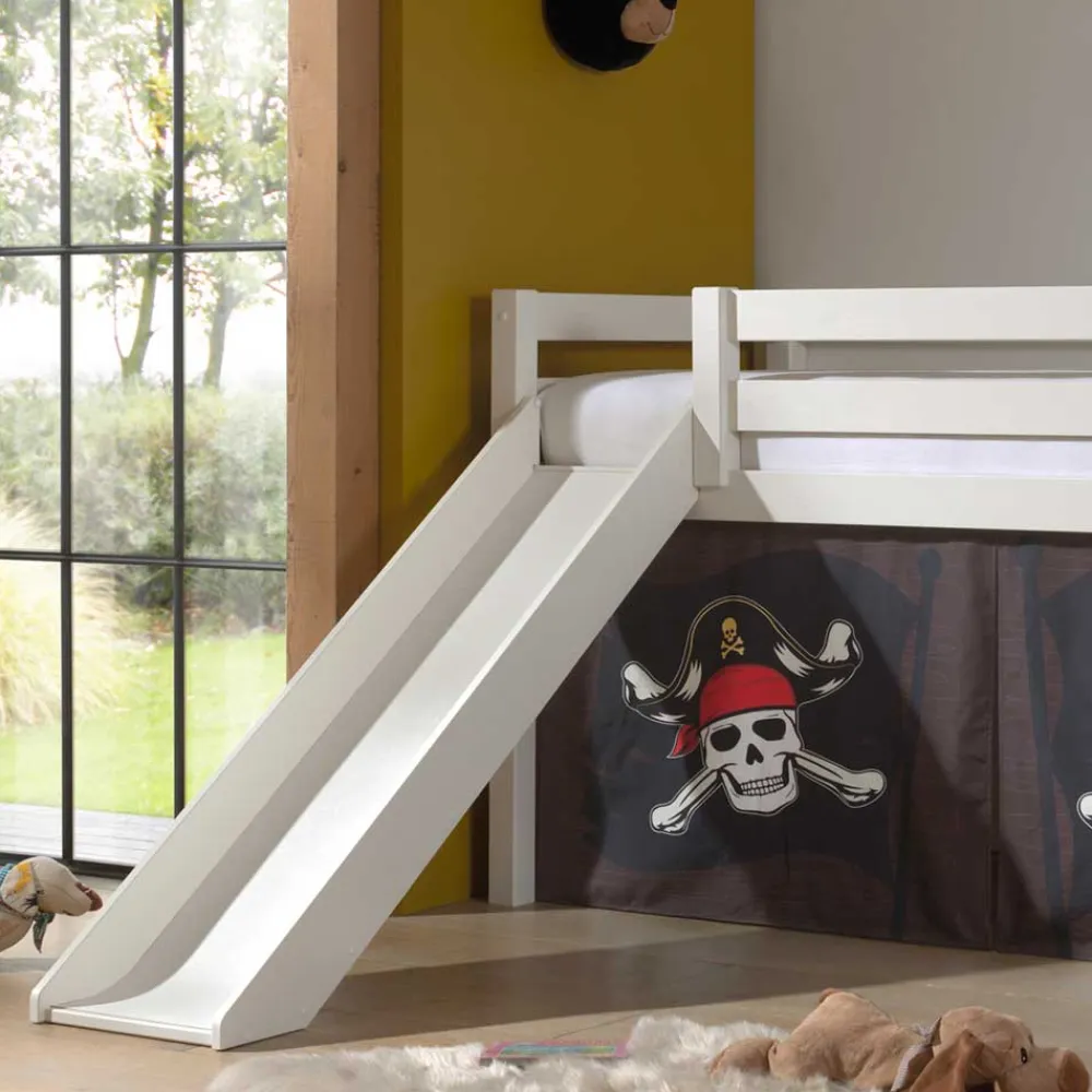 Wohnen Jugendbetten|Kinderbetten*Seeräuber Kinderbett als Hochbett mit Vorhang - Enevo