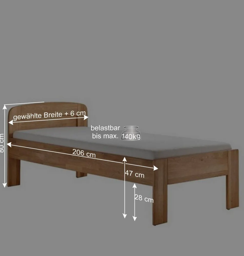 Wohnen Naturholzmöbel|Betten*Senioren-Einzelbett aus Wildeiche Massivholz - Issiaco