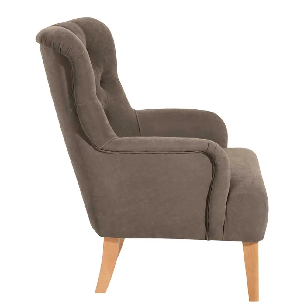 Wohnen Sessel in Beigegrau und Buche - Celavio