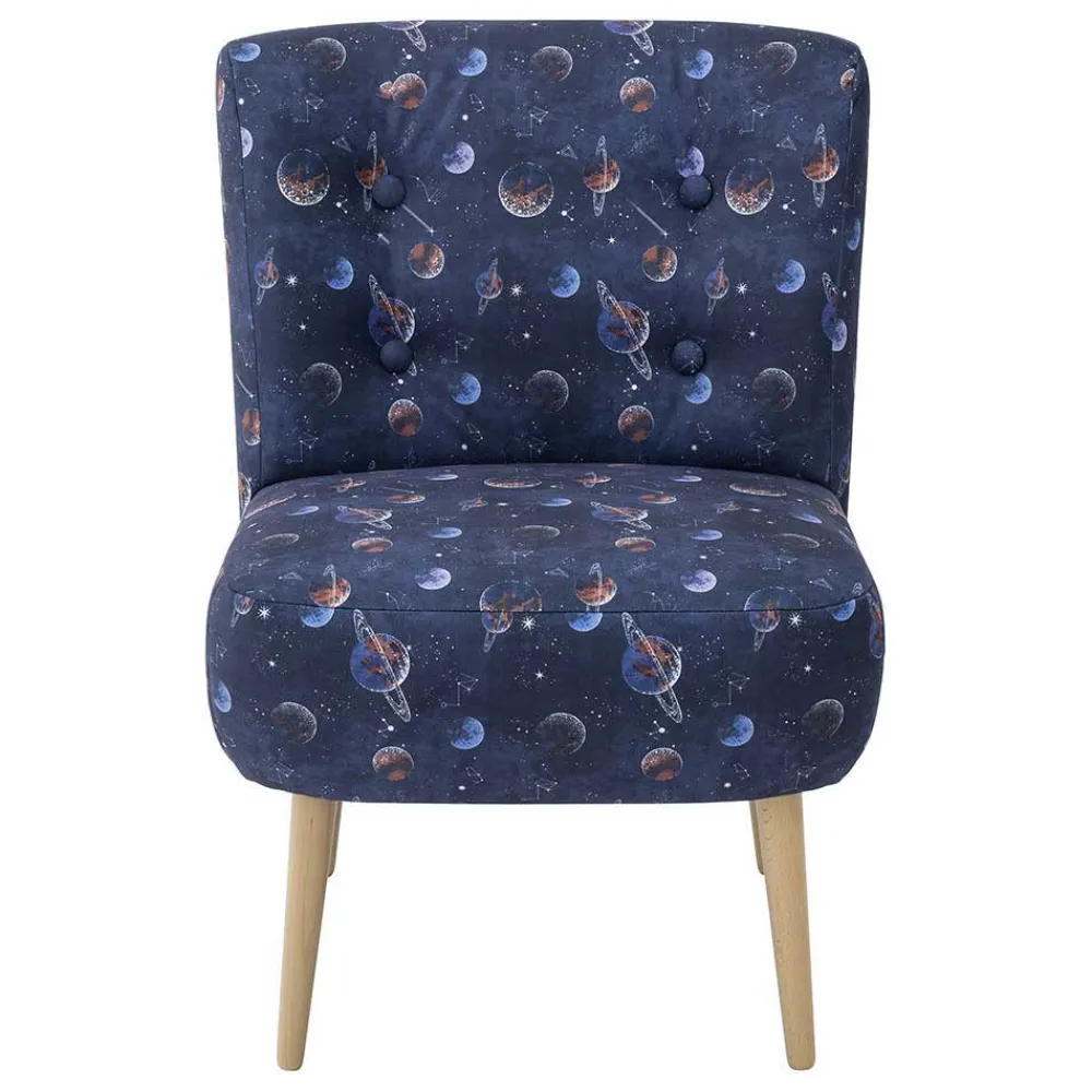 Wohnen Retro Möbel|Sessel*Sessel in Blau mit Planeten und Sternen - Marcs
