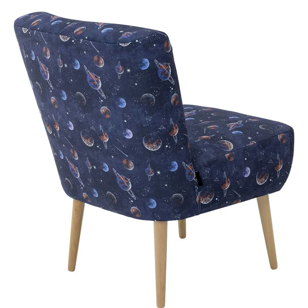 Wohnen Retro Möbel|Sessel*Sessel in Blau mit Planeten und Sternen - Marcs