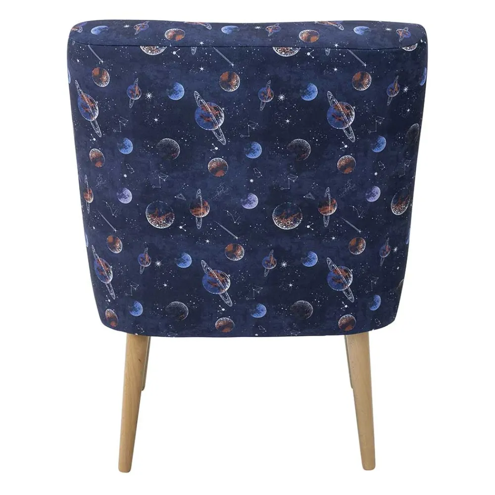 Wohnen Retro Möbel|Sessel*Sessel in Blau mit Planeten und Sternen - Marcs