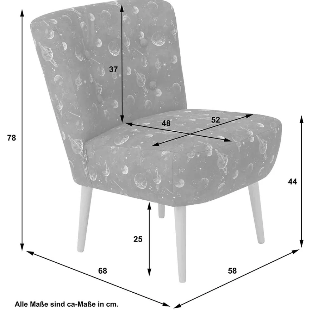 Wohnen Retro Möbel|Sessel*Sessel in Blau mit Planeten und Sternen - Marcs