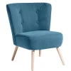 Wohnen Retro Möbel|Sessel*Sessel in Petrol Blau Velours - Curedo