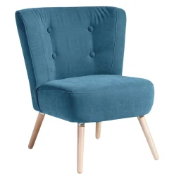 Wohnen Retro Möbel|Sessel*Sessel in Petrol Blau Velours - Curedo