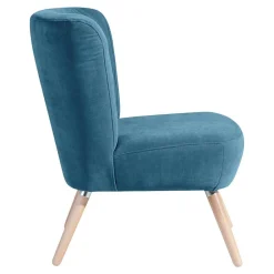 Wohnen Retro Möbel|Sessel*Sessel in Petrol Blau Velours - Curedo