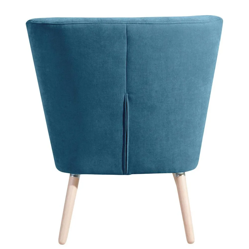 Wohnen Retro Möbel|Sessel*Sessel in Petrol Blau Velours - Curedo