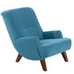 Wohnen Braune Möbel|Sessel*Sessel in Petrol Veloursbezug - Frunz