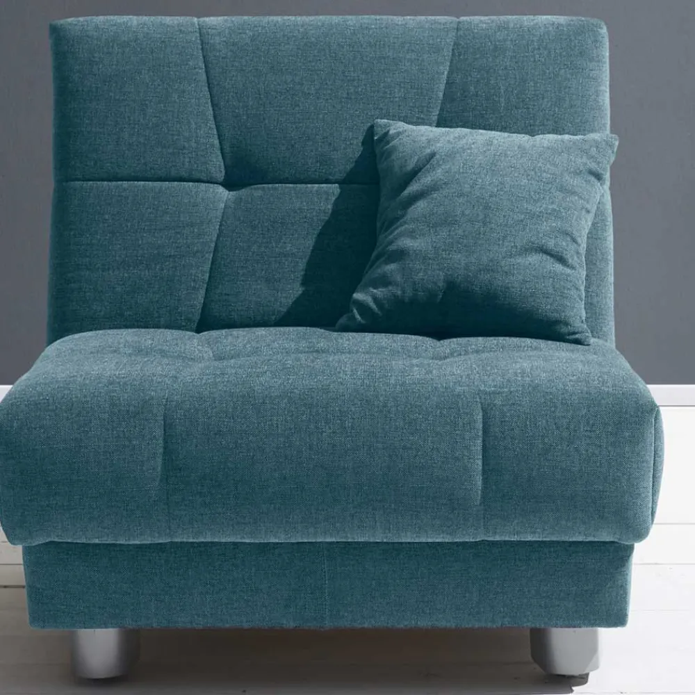 Wohnen Sofas|Sofa*Sessel mit Schlaffunktion in Petrol & Alu - Samuele