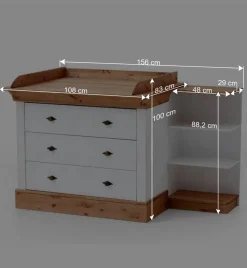 Wohnen Set Babybett & Wickelkommode - Sibiuta I (dreiteilig)