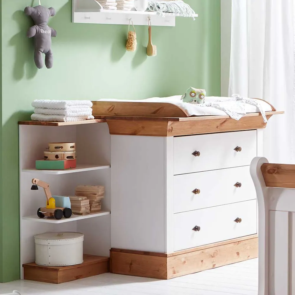 Wohnen Set Babybett & Wickelkommode - Sibiuta I (dreiteilig)