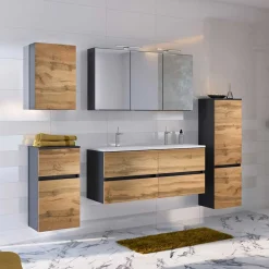 Wohnen Badezimmer Komplett*Set Badausstattung mit Doppelwaschtisch - Endely (fünfteilig)