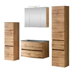 Wohnen Badezimmer Komplett*Set Badmöbel in Holz Optik - Neuzera (vierteilig)